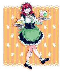 Rule 34 | 1girl, apron, emma verde, food, green apron, highres, love live!, love live! nijigasaki high school idol club, pudding, waitress