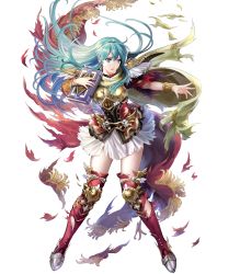 Rule 34 | 1girl, asatani tomoyo, eirika (fire emblem), fire emblem, fire emblem: the sacred stones, fire emblem heroes, full body, highres, injury, long hair, nintendo, official art, ryona, skirt, solo, thighhighs, thighs, torn clothes, transparent background, white skirt