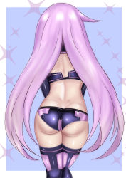 Rule 34 | 1girl, absurdres, ass, butt crack, dimples of venus, from behind, highres, long hair, nepgear, neptune (series), shiny clothes, shiny skin, short shorts, shorts, solo, stiris rangetsu, thighhighs, very long hair