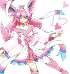 Rule 34 | 10s, 1girl, ahoge, animal ears, artist request, blue eyes, blush, boots, bow, collar, creatures (company), dress, game freak, gen 6 pokemon, hair bow, hair ornament, hairband, heart, lolita fashion, looking at viewer, nintendo, personification, pink footwear, pink hair, pink skirt, pokemon, pokemon xy, ribbon, sidelocks, simple background, skirt, smile, solo, source request, sylveon, thighhighs, wa lolita, white background, wings, zettai ryouiki