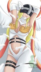 Rule 34 | angel, angel girl, angewomon, belt, digimon, digimon (creature), head wings, highres, long hair, mask, wings