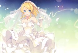 Rule 34 | 1girl, 6u (eternal land), absurdres, ayase eli, blonde hair, blue eyes, blush, breasts, bridal veil, closed mouth, collarbone, dress, earrings, gloves, gradient background, hair ornament, highres, huge filesize, jewelry, love live!, love live! school idol festival, love live! school idol project, medium breasts, petals, scan, simple background, solo, strapless, strapless dress, veil, wedding dress, white dress, white gloves