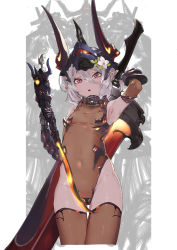 Rule 34 | absurdres, antenna hair, armpits, brown thighhighs, colossus (granblue fantasy), colossus (granblue fantasy) (cosplay), cosplay, elf, granblue fantasy, hair between eyes, highres, holding, holding sword, holding weapon, kokkoro (princess connect!), kumonji aruto, leotard, pink eyes, pointy ears, princess connect!, silver hair, skin tight, solo, sword, thighhighs, thighs, weapon, white background