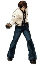 Rule 34 | 1boy, clenched hand, denim, fingerless gloves, gloves, hand in pocket, jacket, jeans, king of fighters xiii, kusanagi kyou, male focus, official art, ogura eisuke, pants, snk, solo, the king of fighters, the king of fighters xiii