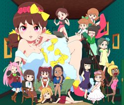 Rule 34 | 10s, 6+girls, :3, :d, :o, ;), aida (osomatsu-san), alternate costume, animal ears, animal hands, apron, aqua dress, aqua footwear, arm at side, armchair, arms at sides, bare shoulders, black footwear, black hair, black scarf, black shirt, blonde hair, blue dress, blue eyes, blue flower, blue skirt, blunt bangs, blush, blush stickers, boots, bow, bow-shaped hair, bowtie, braid, breasts, brown footwear, brown hair, buttons, cat ears, ceiling, ceiling light, chair, chandelier, chibimi, chibita, choroko (osomatsu-san), cleavage, closed eyes, closed mouth, collarbone, collared shirt, couch, covering own mouth, crossed legs, dark-skinned female, dark skin, door, dress, earrings, employee uniform, eyebrows, eyelashes, facial mark, flower, flower fairy (osomatsu-kun), formal, framed, frilled sleeves, frills, ganguro, genderswap, genderswap (mtf), giant, giantess, glasses, gloves, green apron, green bow, green bowtie, green footwear, green hair, green jacket, hair bow, hair bun, hair flower, hair ornament, hairband, hand on own cheek, hand on own face, hashimoto nyaa, head rest, head tilt, heart, heart in mouth, high heels, hoop earrings, ichiko (osomatsu-san), indoors, iyami, iyayo, jacket, jewelry, jyushiko (osomatsu-san), jyushimatsu&#039;s girlfriend, karako (osomatsu-san), large breasts, leaning forward, leg up, lipstick, long hair, long sleeves, looking at another, looking at viewer, low twintails, lying, makeup, miniskirt, multicolored hair, multiple girls, neck ribbon, necklace, on ground, on side, one eye closed, open mouth, osoko (osomatsu-san), osomatsu-kun, osomatsu-san, osomatsu (series), outstretched arms, parody, parted lips, paw gloves, paw pose, pencil skirt, picture frame, pinafore dress, pink dress, pink eyes, pink footwear, pink hair, pleated skirt, purple dress, purple eyes, red bow, red bowtie, red eyes, red flower, red jacket, red lips, red rose, red skirt, ribbon, rimless eyewear, riomario, rose, sachiko (osomatsu-san), scarf, school uniform, shirt, shoes, short dress, short hair, short sleeves, silver hair, single braid, single hair bun, sitting, sitting on object, skirt, sleeveless, sleeveless dress, sleeves rolled up, smile, spread fingers, stairs, standing, strap slip, strapless, strapless dress, streaked hair, sunglasses, surprised, todoko (osomatsu-san), traditional bowtie, triangle mouth, twintails, uniform, unworn eyewear, wallpaper (object), wavy mouth, whisker markings, white dress, white shirt, yellow bow, yellow eyes, yowai totoko