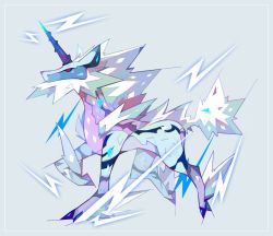 Rule 34 | amakusa (hidorozoa), blue background, elder dragon, electricity, from side, full body, horns, kirin (monster hunter), monster, monster hunter (series), simple background, single horn, solo, sparks