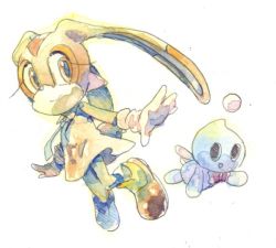 Rule 34 | rabbit, chao (sonic), cheese (sonic), cheese the chao, cream (sonic), cream the rabbit, dress, furry, furry female, gloves, no humans, rabbit girl, smile, sonic (series)