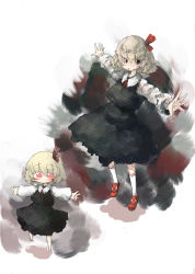Rule 34 | 1girl, blonde hair, blush stickers, chibi, daruia (sabitare), embodiment of scarlet devil, female focus, hair ribbon, highres, outstretched arms, red eyes, ribbon, rumia, short hair, spread arms, standing, touhou