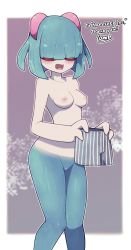 Rule 34 | 1girl, alternate hairstyle, bar censor, bare shoulders, blue hair, blue skin, blunt bangs, blush, bob cut, breasts, censored, cleft of venus, clothes theft, colored skin, commission, completely nude, creatures (company), dr. voir (nanosheep), facing viewer, game freak, gen 3 pokemon, glasses, hair over eyes, highres, jimiko, kirlia, knees together feet apart, lamb-oic029, multicolored skin, nintendo, nipples, nude, open mouth, pokemon, pokemon (creature), pussy, semi-rimless eyewear, shorts, unworn shorts, signature, skeb commission, small breasts, solo, standing, tagme, thank you, theft, two-tone skin, under-rim eyewear, underwear, underwear theft, white skin