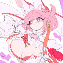 Rule 34 | 1girl, absurdres, animal ears, between breasts, breasts, bridal veil, bullet, cleavage, clover, cross, dress, earrings, elphelt valentine, fake animal ears, four-leaf clover, gloves, guilty gear, guilty gear xrd, hairband, heart, heart-shaped pupils, highres, jewelry, large breasts, liba (leo8d), pink eyes, pink hair, rabbit ears, short hair, sketch, solo, spiked hairband, spikes, symbol-shaped pupils, veil, wedding dress, white gloves