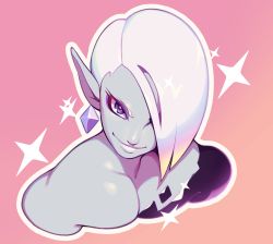 Rule 34 | 1boy, absurdres, androgynous, combos &amp; doodles, commentary, cropped shoulders, crystal earrings, earrings, ghirahim, hair over one eye, highres, jewelry, looking at viewer, male focus, nintendo, pale skin, pink background, pointy ears, purple eyes, short hair, smile, solo, sparkle, the legend of zelda, the legend of zelda: skyward sword, white hair