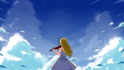 Rule 34 | 10s, 1girl, blonde hair, from behind, instrument, long hair, miyazono kawori, shigatsu wa kimi no uso, sky-freedom, solo