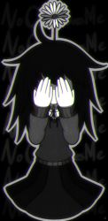 Rule 34 | 1girl, care (petscop), covering own eyes, crying, daisy, flower, highres, messy hair, monochrome, petscop, yatsunote