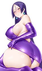Rule 34 | 1girl, absurdres, arind yudha, ass, bare shoulders, blush, breasts, closed mouth, dress, earrings, elbow gloves, fate/grand order, fate (series), gloves, highres, jewelry, large breasts, long hair, looking at viewer, minamoto no raikou (fate), panties, parted bangs, purple dress, purple eyes, purple gloves, purple hair, purple panties, purple thighhighs, seiza, short dress, sideboob, sitting, smile, solo, thick thighs, thighhighs, thighs, underwear, very long hair