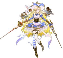 Rule 34 | 1girl, alice (ark order), animal ears, apron, ark order, asymmetrical legwear, back bow, bandaged leg, bandages, blonde hair, blue bow, blue eyes, blue skirt, book, boots, bow, bowtie, braid, brown footwear, cat, center frills, corset, crown, cup, dual wielding, earrings, fake animal ears, fire, food, frilled skirt, frills, full body, garter straps, hat, holding, holding sword, holding weapon, jewelry, juliet sleeves, long hair, long sleeves, looking at viewer, mini crown, mismatched legwear, monocle, official art, pocket watch, pppppan, puffy sleeves, rabbit, rabbit ears, shirt, skirt, solo, spade (shape), striped clothes, striped thighhighs, sword, tachi-e, thigh strap, thighhighs, top hat, transparent background, vertical-striped clothes, vertical-striped thighhighs, very long hair, watch, weapon, white apron, white bow, white shirt