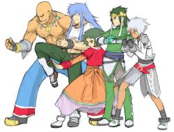 Rule 34 | 00s, 1girl, 4boys, crossover, dress, farah oersted, green shirt, group picture, group profile, lineup, bruiser khang, multiple boys, namco, orange dress, profile, regal bryan, senel coolidge, shirt, sketch, tales of (series), tales of destiny, tales of eternia, tales of legendia, tales of rebirth, tales of symphonia, tytree crowe, yu 65026