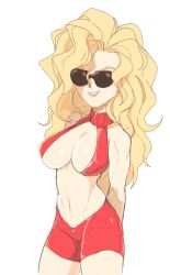 Rule 34 | 1girl, blonde hair, breasts, golden boy, inkerton-kun, large breasts, onna shachou, sunglasses, swimsuit