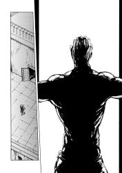 Rule 34 | backlighting, comic, dio brando, from behind, greyscale, jojo no kimyou na bouken, merumeru626, monochrome, outdoors, outstretched arms, screentones, silent comic, silhouette, stardust crusaders