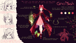 Rule 34 | 1girl, ;p, angry, animal ears, ankle boots, arrow (symbol), artist name, binary, blush, book, boots, borrowed character, bow, cat ears, cat tail, cherry print, closed mouth, coat, color guide, commission, dress, english text, fangs, floating, floating object, food print, frilled dress, frilled sleeves, frills, full body, glowing, green bow, green eyes, grimoire, hair between eyes, hair bow, highres, hyanna-natsu, kneehighs, long hair, long sleeves, multiple views, one eye closed, open book, open clothes, open coat, original, partially colored, pink dress, ponytail, red coat, red footwear, red hair, scar, slit pupils, smile, socks, standing, tail, tail bow, tail ornament, tareme, tongue, tongue out, v-shaped eyebrows, white socks, wide sleeves