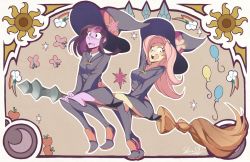Rule 34 | 2girls, apple, artist name, bad id, bad tumblr id, balloon, black hair, blunt bangs, blush, broom, bug, butterfly, cloud, coat, colored skin, crescent moon, crossover, curly hair, fluttershy, food, fruit, gem (symbol), hat, insect, little witch academia, long hair, moon, multicolored hair, multiple girls, my little pony, my little pony: equestria girls, my little pony: friendship is magic, nervous, parody, personification, pink hair, princess twilight sparkle, purple eyes, purple skin, rainbow, riding, sallymon, sidelocks, source request, sparkle, sun, swept bangs, teeth, twilight sparkle, witch, witch hat