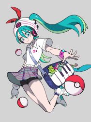 Rule 34 | 1girl, artist request, creatures (company), game freak, hat, hatsune miku, highres, nintendo, poke ball, poke ball (basic), pokemon, project voltage, psychic miku (project voltage), solo, twintails, vocaloid, white hat