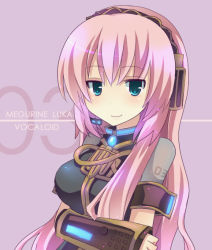Rule 34 | 1girl, armband, bad id, bad pixiv id, blue eyes, blush, breasts, brooch, character name, closed mouth, copyright name, detached sleeves, female focus, gem, headphones, headset, jewelry, large breasts, long hair, looking at viewer, megurine luka, pink hair, blue gemstone, smile, smirk, solo, upper body, vocaloid, yellow detached sleeves, yukishiro mafuyu