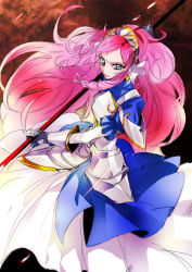 Rule 34 | 1girl, armor, blue eyes, dokidoki! precure, long hair, marie ange, pink hair, polearm, precure, serious, solo, tima, weapon