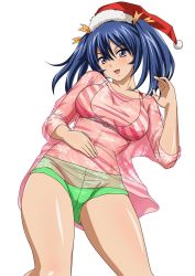 Rule 34 | 00s, 1girl, bashoku youjou, blue hair, female focus, hair ornament, hat, highres, ikkitousen, legs, short twintails, smile, twintails