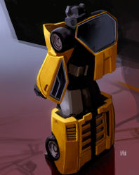 Rule 34 | 1boy, autobot, clenched hand, fmu, from behind, looking ahead, mecha, no humans, robot, science fiction, solo, standing, sunstreaker, transformers, wheel