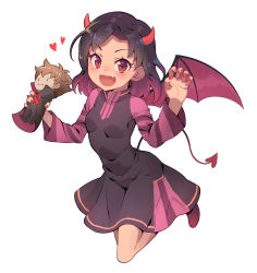 Rule 34 | 1girl, absurdres, alternate costume, black hair, blush, breasts, cape, character doll, claw pose, commentary request, demon horns, demon tail, doll, dress, fangs, fangs out, fingernails, full body, highres, holding, holding doll, horns, kemurikusa, legs up, looking at viewer, multicolored hair, pink hair, red eyes, riri (kemurikusa), small breasts, spoilers, suga masashi, tail, two-tone hair, v-shaped eyebrows, wakaba (kemurikusa), white background, | |