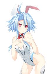 Rule 34 | 10s, 1girl, absurdres, adapted costume, ahoge, animal ears, bare shoulders, blanc (neptunia), blue eyes, bow, bowtie, breasts, colorized, detached collar, fake animal ears, gene (gear gene), highres, jessymoonn, leotard, medium breasts, neptune (series), playboy bunny, rabbit ears, red eyes, solo, symbol-shaped pupils, transparent background, white heart (neptunia), wrist cuffs