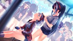 Rule 34 | 6+girls, adjusting clothes, adjusting headwear, admiral graf spee (azur lane), alternate costume, alternate hairstyle, arched back, azur lane, black hair, blouse, blue eyes, blue sky, blurry, blush, braid, character request, clothes writing, contemporary, cowboy shot, day, depth of field, deutschland (azur lane), dutch angle, from side, grey shirt, grin, gym shirt, gym shorts, gym uniform, hairband, height difference, highres, jacket, kneehighs, light particles, long hair, looking at another, multicolored hair, multiple girls, one side up, outdoors, pants, ponytail, prinz eugen (azur lane), red hair, red hairband, seigetsu kotaku, shirt, shoes, shorts, side braid, side ponytail, sidelocks, sitting, sky, smile, sneakers, socks, standing, streaked hair, tagme, track jacket, track pants, twintails, u-47 (azur lane), very long hair, white hair, z1 leberecht maass (azur lane), z23 (azur lane), z46 (azur lane)