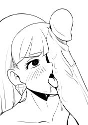 Rule 34 | 1boy, 1girl, blunt bangs, blush, earrings, gravity falls, hetero, highres, jewelry, maydrawfag, monochrome, oral, pacifica northwest, penis on face, saliva, tagme, tongue, tongue out, uncensored
