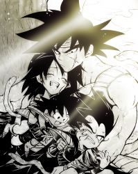 Rule 34 | 1girl, 3boys, :/, :d, ^ ^, anger vein, annoyed, armor, backlighting, bandana, bardock, black hair, boots, brothers, clenched teeth, closed eyes, couple, dragon ball, dragon ball minus, closed eyes, scar on face, family, father and son, frown, gine, happy, hetero, koku na, looking at another, looking down, monkey tail, monochrome, mother and son, multiple boys, open mouth, outstretched arms, playing, raditz, scar, scar on cheek, scar on face, siblings, smile, son goku, tail, teeth, tongue, upper teeth only, aged down