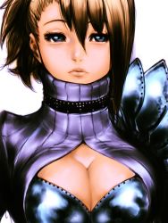 Rule 34 | 1girl, blue eyes, breasts, brown hair, cleavage, cleavage cutout, clothing cutout, fumio (rsqkr), solo, turtleneck