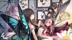 Rule 34 | 5girls, alcohol, anti-rain (girls&#039; frontline), armlet, banana (girls&#039; frontline), bare back, bare shoulders, black dress, black gloves, black hair, blonde hair, blue eyes, breasts, brown eyes, bug, butterfly, butterfly hair ornament, butterfly wings, chinese commentary, cleavage, closed mouth, commentary request, cup, dress, drinking glass, elbow gloves, fang, framed insect, frilled dress, frills, girls&#039; frontline, gloves, green hair, hair ornament, headgear, highres, holding, holding cup, imoko (imonatsuki), insect, insect wings, jewelry, large breasts, legs, long hair, looking at another, looking at viewer, lying, m16a1 (blazer of the trail) (girls&#039; frontline), m16a1 (girls&#039; frontline), m4 sopmod ii (devourer of the feast) (girls&#039; frontline), m4 sopmod ii (girls&#039; frontline), m4a1 (girls&#039; frontline), m4a1 (suspender of time) (girls&#039; frontline), mechanical hands, medium breasts, multicolored hair, multiple girls, official alternate costume, official art, on stomach, open mouth, pink hair, pink ribbon, ponytail, red eyes, red hair, red wine, ribbon, ro635 (enforcer of the law) (girls&#039; frontline), ro635 (girls&#039; frontline), single mechanical hand, sitting, smile, st ar-15 (girls&#039; frontline), st ar-15 (prisoner of the dream) (girls&#039; frontline), streaked hair, umbrella, wine, wine glass, wings, yellow dress