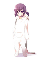 Rule 34 | 1girl, absurdres, animal costume, bell, neck bell, cat costume, child, collar, dog costume, highres, hood, hoodie, jingle bell, nana mikoto, original, purple eyes, purple hair, short twintails, solo, twintails