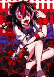 Rule 34 | bad id, bad pixiv id, black hair, bow, grey horns, highres, horns, itoshiki eru, kijin seija, multicolored hair, open mouth, red eyes, red hair, smile, solo, tongue, touhou, white hair