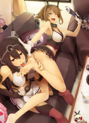 Rule 34 | 10s, 3girls, animalization, aoba (kancolle), ass, bare shoulders, barefoot, black hair, blush, breasts, brown hair, camera, cleavage, couch, covered erect nipples, darkmaya, dog, elbow gloves, feet, fingernails, food, tickling feet, foot worship, gloves, green eyes, hairband, hamster, headgear, ice cream, kantai collection, large breasts, licking, licking foot, long hair, magazine (object), medium breasts, multiple girls, mutsu (kancolle), nagato (kancolle), nail polish, navel, open mouth, panties, pillow, pink nails, red eyes, red legwear, rensouhou-chan, shimakaze (kancolle), short hair, sitting, soles, spoon, tears, thighhighs, tickling, toenail polish, toenails, toes, tokitsukaze (kancolle), underwear, white gloves, white panties, yukikaze (hamster), yukikaze (kancolle), yuri, zettai ryouiki