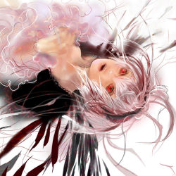 00s 8981 bad_id bad_pixiv_id dress feathers hairband long_hair red_eyes rozen_maiden silver_hair solo suigintou wings