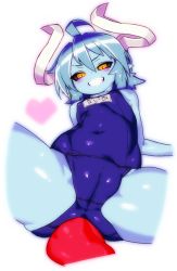 Rule 34 | 1girl, ass, blue hair, blue skin, colored skin, demon girl, female focus, highres, horns, jewelry, long hair, naughty face, nyarla, one-piece swimsuit, pointy ears, shinrabanshou, smile, solo, demon girl, sutorenngusu, swimsuit, tail
