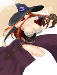 Rule 34 | artist request, breasts, cleavage, dragon&#039;s crown, hat, highres, huge breasts, smile, sorceress (dragon&#039;s crown), staff, vanillaware, weapon