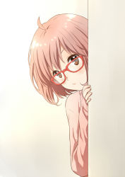 Rule 34 | 10s, 1girl, blush, glasses, kuriyama mirai, kyoukai no kanata, looking at viewer, red-framed eyewear, rito453, solo, sweater