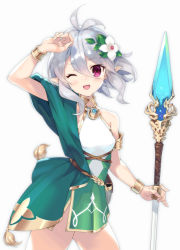 Rule 34 | 1girl, blush, breasts, elf, kokkoro (princess connect!), kuro work, pointy ears, princess connect!, red eyes, skirt, small breasts, white hair