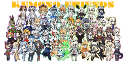 Rule 34 | 6+girls, african elephant (kemono friends), african rock python (kemono friends), animal ears, animal print, annotation request, arabian oryx (kemono friends), armor, aye-aye (kemono friends), bearded seal (kemono friends), black bow, black eyes, black hair, black rhinoceros (kemono friends), blonde hair, blue eyes, blush, bow, braid, breast pocket, breasts, brown eyes, brown feathers, brown hair, cellval, character request, cleavage, common dolphin (kemono friends), common raccoon (kemono friends), copyright name, dress, elbow gloves, eurasian eagle owl (kemono friends), ezo red fox (kemono friends), feathers, fennec (kemono friends), fox ears, fox girl, fox tail, giant panda (kemono friends), glasses, gloves, golden snub-nosed monkey (kemono friends), grey feathers, grey hair, hair ornament, head wings, highres, hippopotamus (kemono friends), horns, japanese otter (kemono friends), kemono friends, light brown hair, lucky beast (kemono friends), mask, medium breasts, multicolored hair, multiple girls, navel, necktie, northern white-faced owl (kemono friends), one eye closed, open mouth, orange hair, owl print, pink eyes, pleated skirt, pocket, print bow, raccoon ears, red bow, red eyes, sailor collar, serval (kemono friends), serval print, silver fox (kemono friends), siraitokiko, skirt, small breasts, smile, striped tail, tail, tengu mask, thighhighs, tiger (kemono friends), twin braids, white hair, white rhinoceros (kemono friends), white skirt, wings