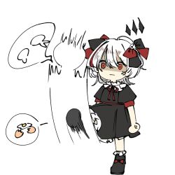 Rule 34 | angry, black dress, chibi, child, crotch kick, dress, dtto., highres, kicking, marigol40294223, pale skin, red eyes, red tie, scarz, skull ornament, utaite, virtual youtuber, white hair