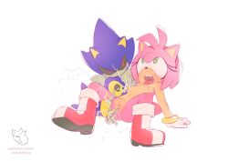 Rule 34 | 1boy, 1girl, absurdres, ahegao, amy rose, animal ears, animal nose, arm support, artist logo, artist name, black sclera, blush, body fur, boots, breasts, clitoral hood, colored sclera, drooling, fangs, female ejaculation, female orgasm, fingering, full body, furry, furry female, gloves, green eyes, hairband, hetero, highres, humanoid robot, knee boots, knees up, leaning back, looking at another, looking up, metal sonic, navel, nipple stimulation, nipple tweak, nipples, nude, open mouth, orgasm, patreon username, pink fur, pink hair, pussy, pussy juice, red eyes, red footwear, red hairband, reddish fox, robot, rolling eyes, saliva, short hair, sidelocks, simple background, sitting, small breasts, sonic (series), spread legs, stomach, teeth, tongue, tongue out, trembling, uncensored, vaginal, watermark, web address, white background, white gloves
