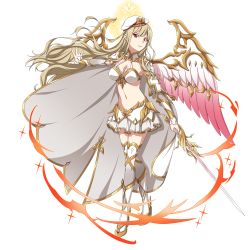 Rule 34 | 1girl, bra, breasts, cape, cleavage, collarbone, detached sleeves, feathered wings, floating hair, full body, hat, highres, holding, holding sword, holding weapon, long hair, long sleeves, looking at viewer, makeup, makoto (sao), mascara, medium breasts, midriff, miniskirt, multicolored wings, navel, official art, outstretched arm, outstretched hand, parted lips, pink wings, pleated skirt, red eyes, silver hair, single wing, skirt, smile, solo, standing, stomach, sword, sword art online, thighhighs, transparent background, underwear, very long hair, weapon, white bra, white cape, white hat, white skirt, white sleeves, white thighhighs, wings