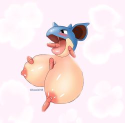 Rule 34 | 1girl, ahegao, alkanoid743, blue skin, blush, breasts, colored skin, creatures (company), furry, furry female, furry with non-furry, game freak, gen 1 pokemon, group sex, highres, huge breasts, interspecies, multiple boys, nidoqueen, nintendo, nipple penetration, nipples, paizuri, penis, pokemon, pokemon (creature), solo