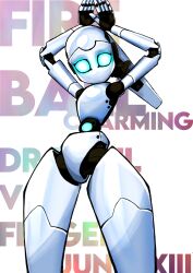 Rule 34 | 1girl, absurdres, blue eyes, colored skin, disney, drossel von flugel, fireball (series), highres, humanoid robot, joints, lili painter, looking at viewer, no humans, no mouth, robot, robot girl, robot joints, shiny skin, solo, thick thighs, thighs, white skin